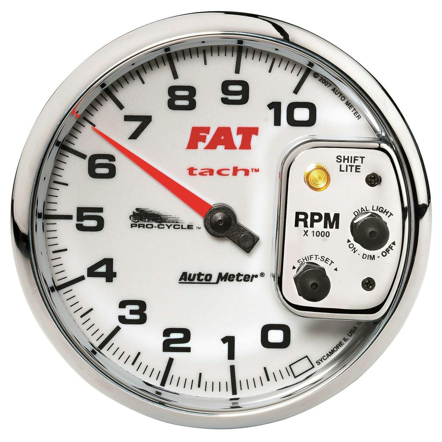 AutoMeter 19265 Tach Gauge, 5 Inch, 10K RPM, 2/4 Cylinder, White