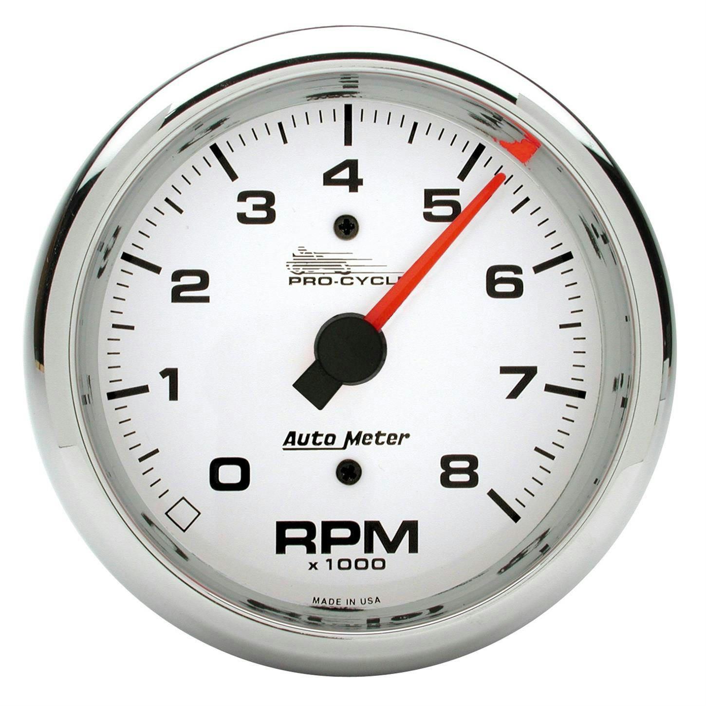AutoMeter 19301 Tach Gauge, 3 3/4 Inch, 8K, 2/4 Cylinder, White