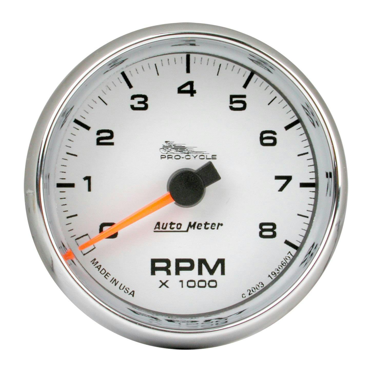 AutoMeter 19307 Tach Gauge, 2 5/8 Inch, 8K, 2/4 Cylinder, White