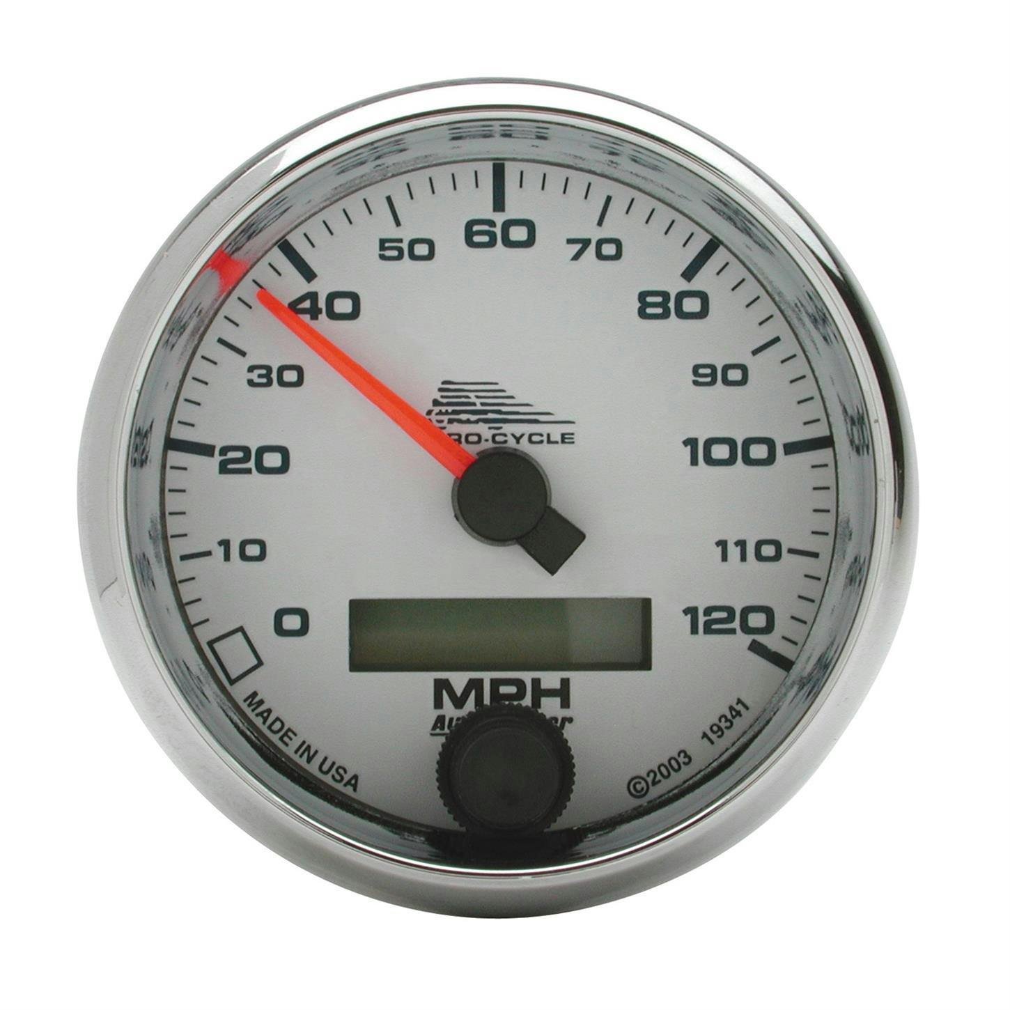 AutoMeter 19341 Speedo Gauge 2 5/8 Inch, 120 MPH, Electric, White