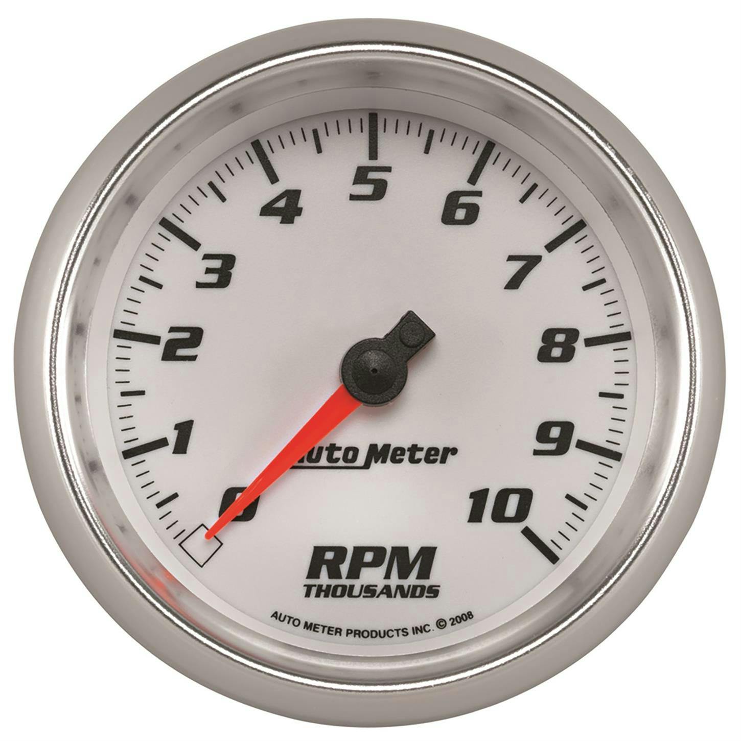 AutoMeter 19798 Tach Gauge, 3 3/8 Inch, 10K RPM, White