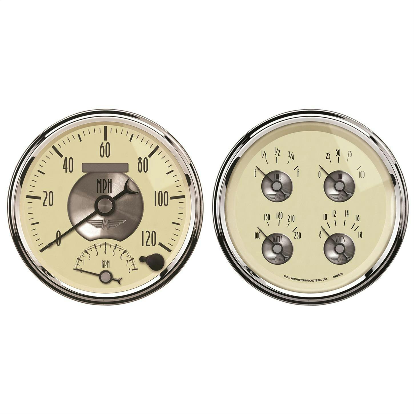 AutoMeter 2004 Prestige Antique Ivory Air-Core 2 Piece Gauge Kit