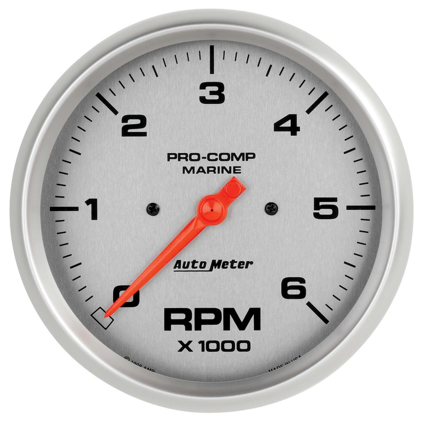 AutoMeter 200750-33 Tach Gauge, 5 Inch, 6K RPM, Marine Silver