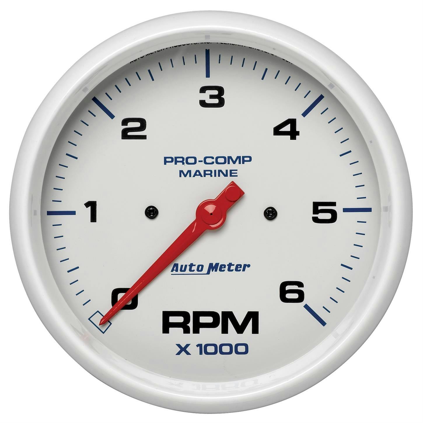 AutoMeter 200750 Tach Gauge, 5 Inch, 6K RPM, Marine White