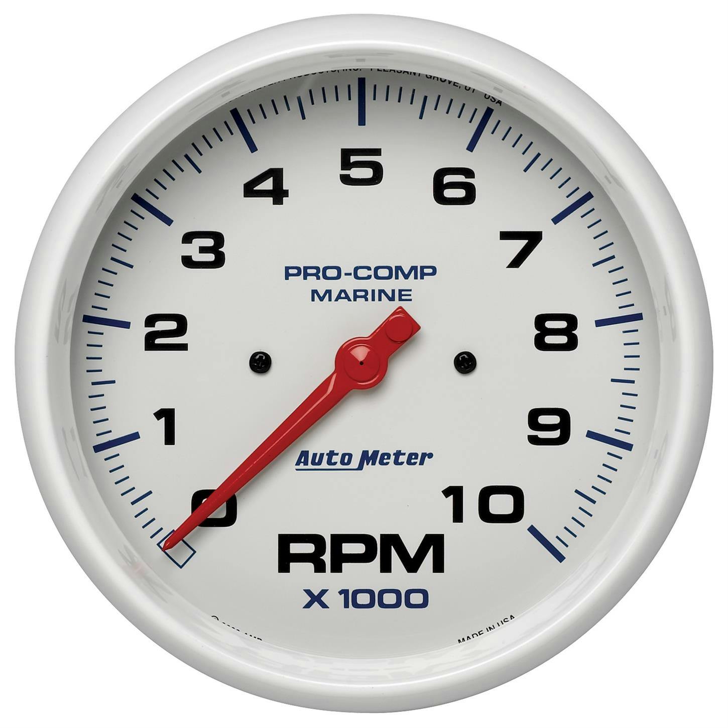 AutoMeter 200801 Tach Gauge, 5 Inch, 10K RPM, Marine White