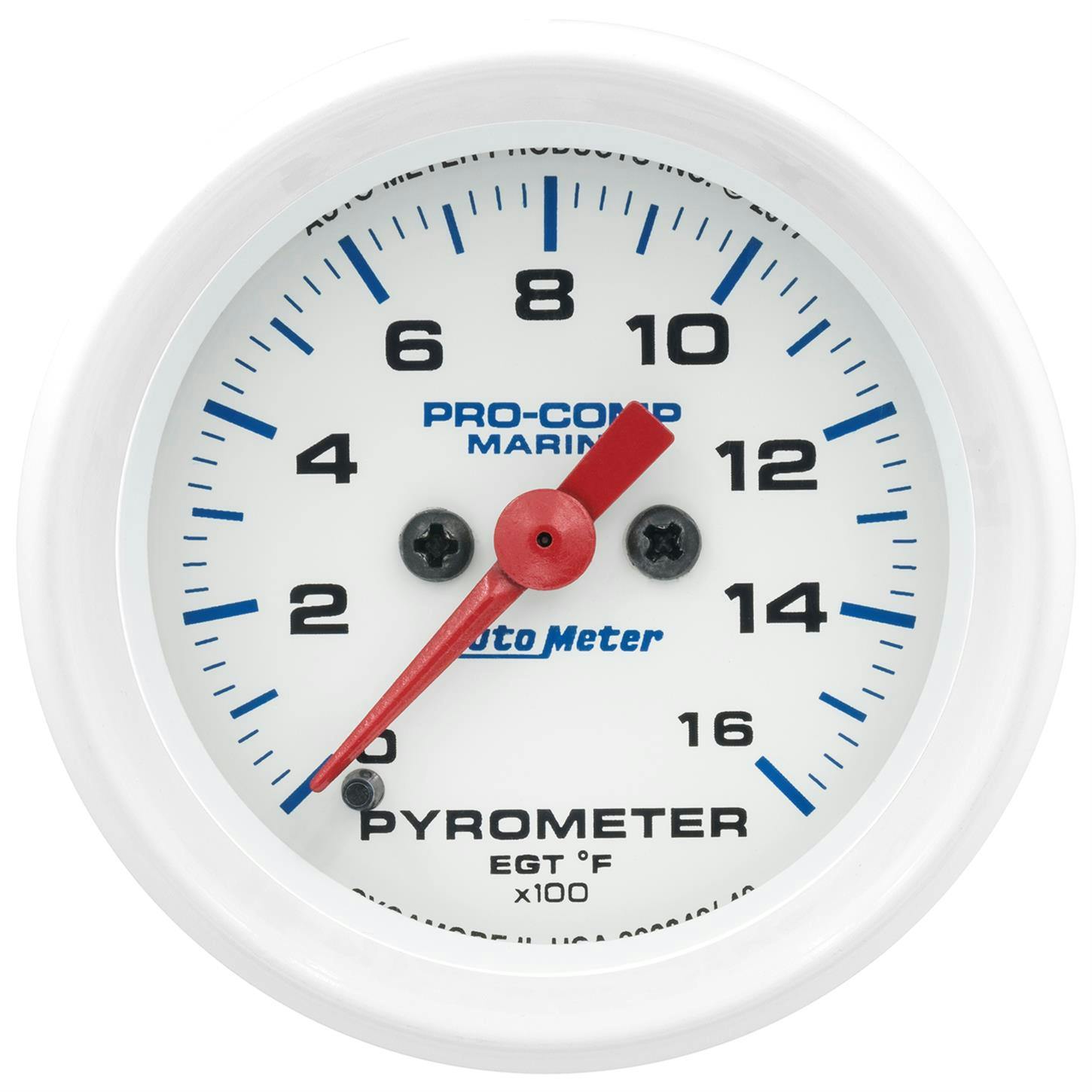 AutoMeter 200842 Pyrometer Gauge, 2 1/16 Inch, 0-1600, White