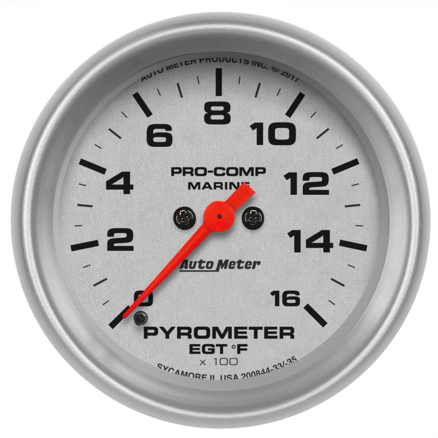 AutoMeter 200844-33 Pyrometer Gauge, 2 5/8 Inch, 0-1600, Silver