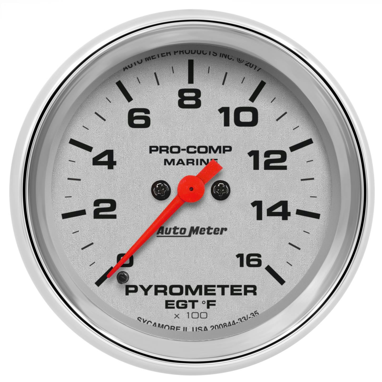 AutoMeter 200844-35 Pyrometer Gauge, 2 5/8 Inch, 0-1600, Chrome