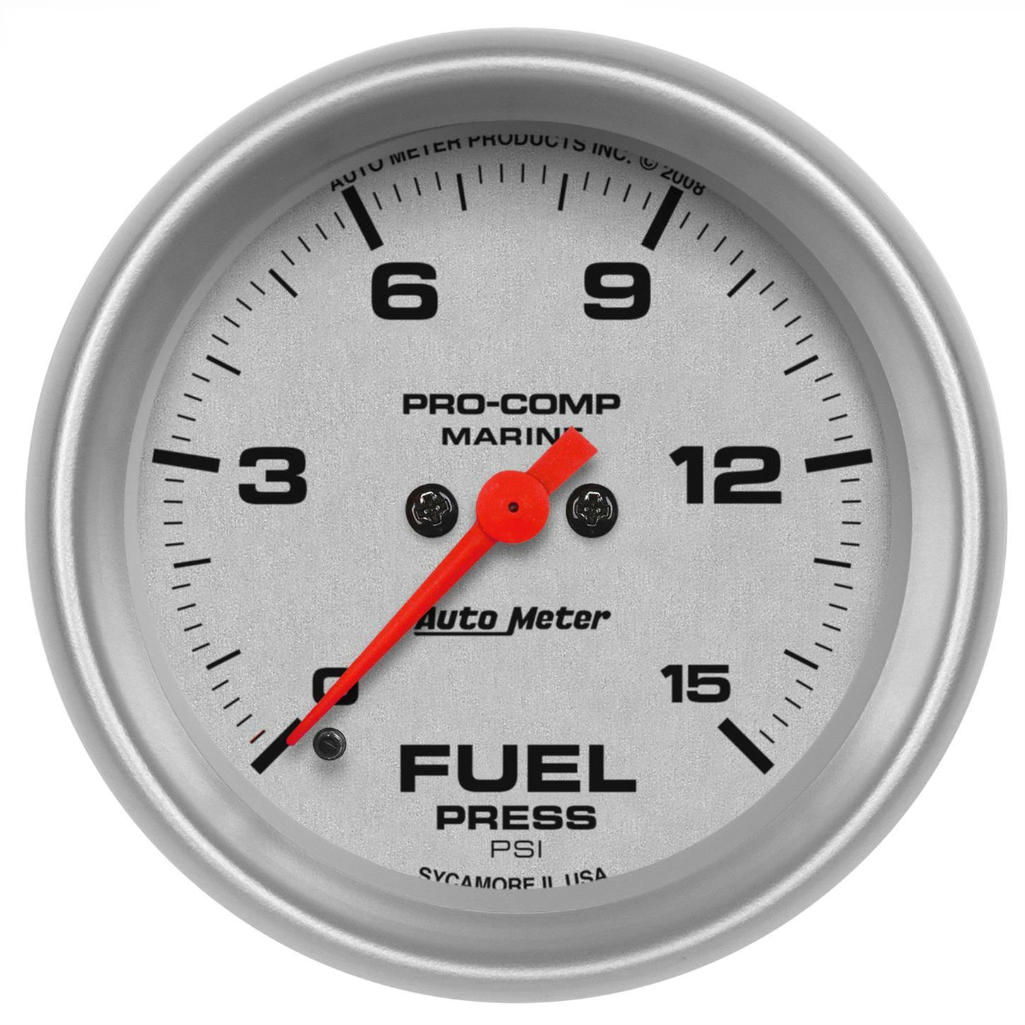 AutoMeter 200849-33 Fuel Pressure Gauge, 2 5/8 Inch, 15PSI, Slvr