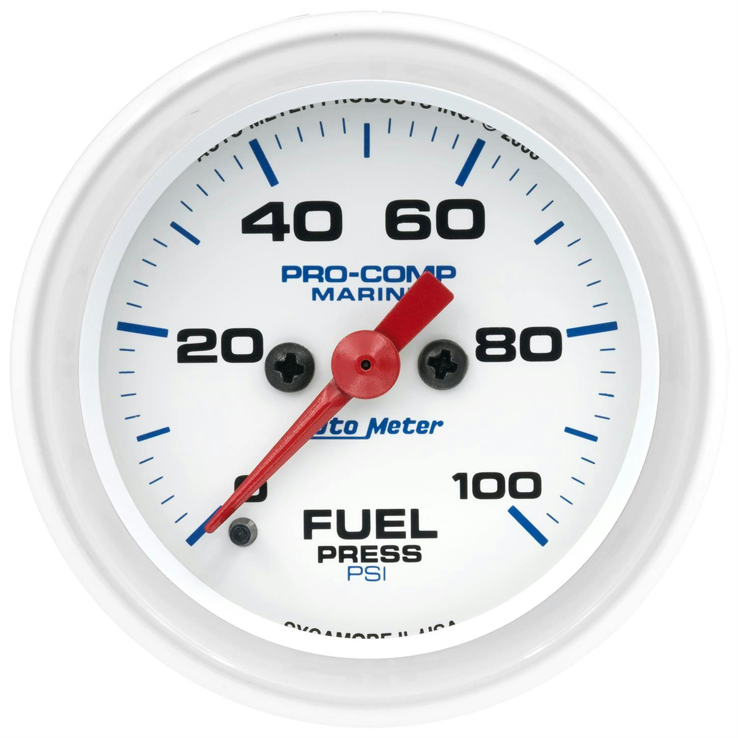 AutoMeter 200850 Fuel Pressure Gauge, 2 1/16 Inch, 100PSI, White