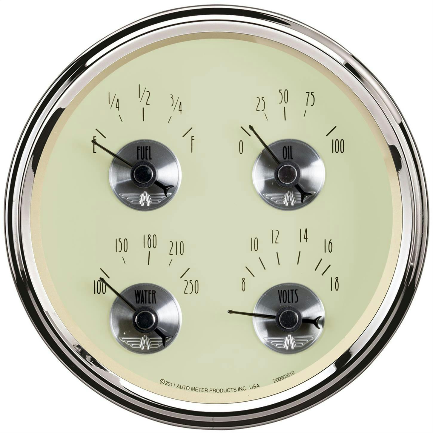 AutoMeter 2010 Gauge, Quad, 5 Inch, Electric, Prestige Ivory