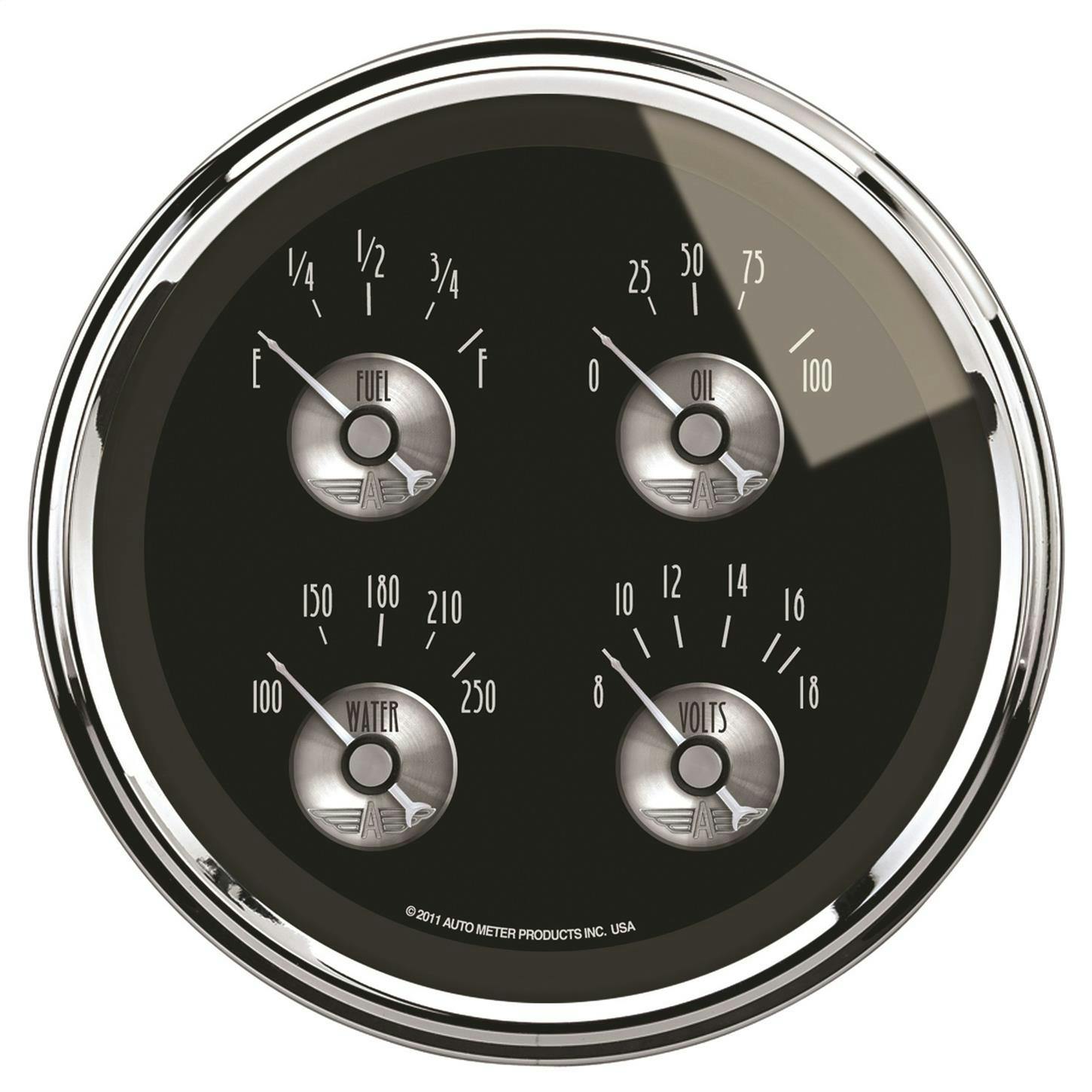 AutoMeter 2011 Prestige Black Diamond Air-Core Quad Gauge, 5 Inch