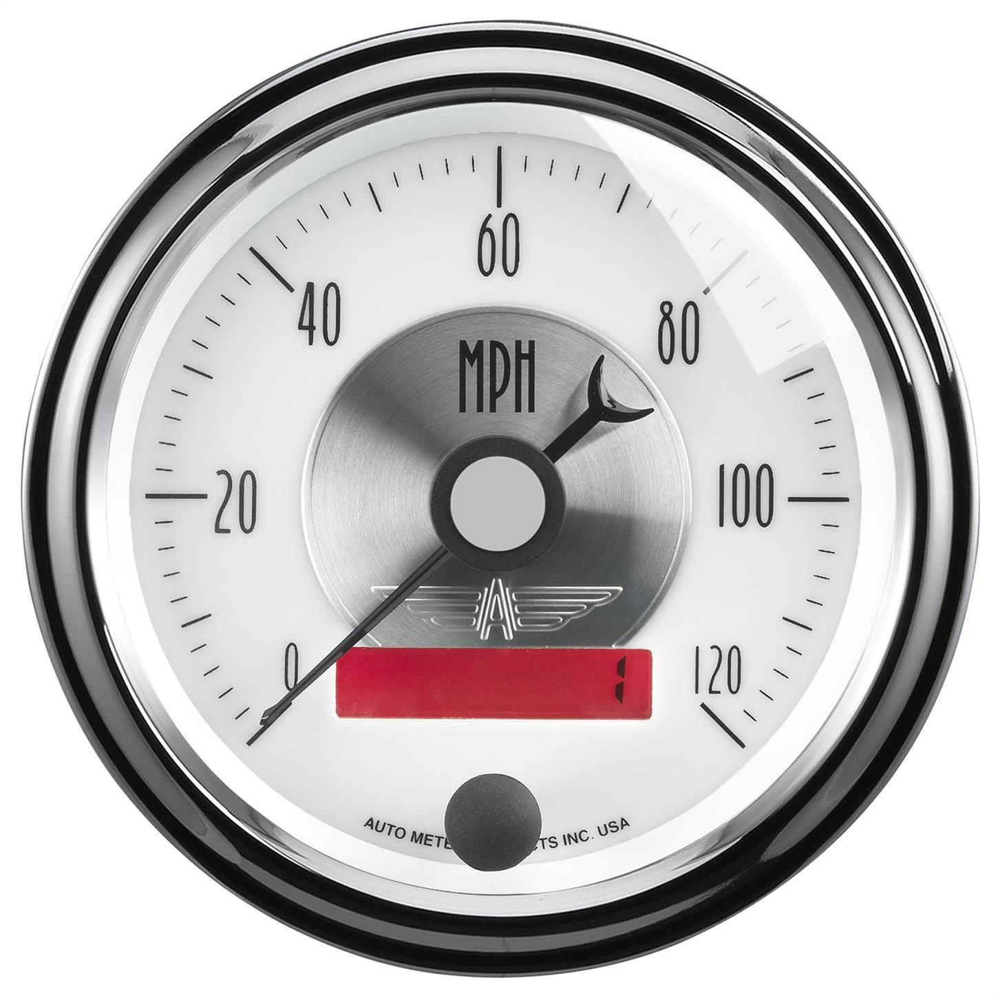 AutoMeter 2084 Speedo Gauge, 3 3/8 Inch, 120MPH, Prestige Pearl