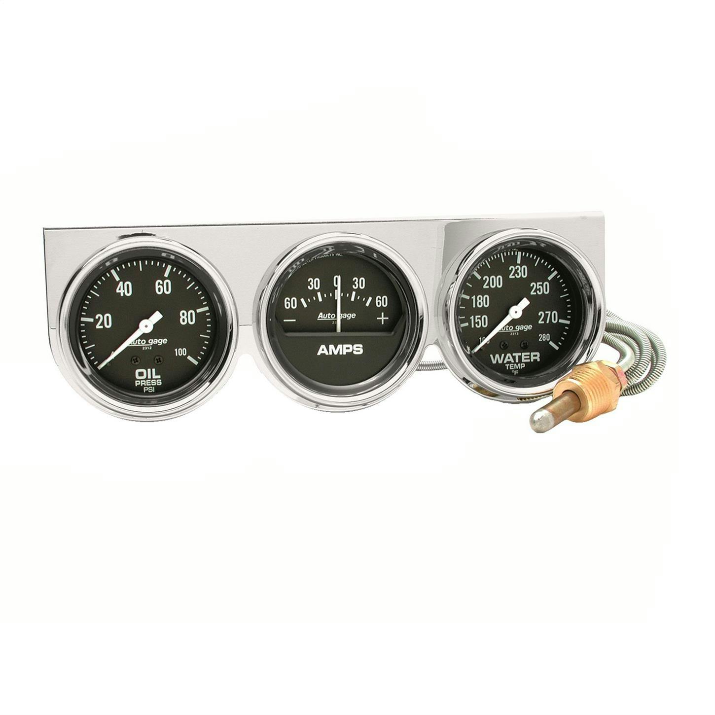 AutoMeter 2395 Auto Gage 3 Gauge Console, Oil/Amp/Water