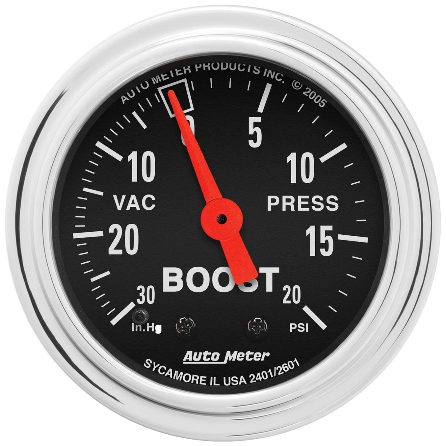 AutoMeter 2401 Traditional Chrome Mechanical Boost/Vacuum Gauge