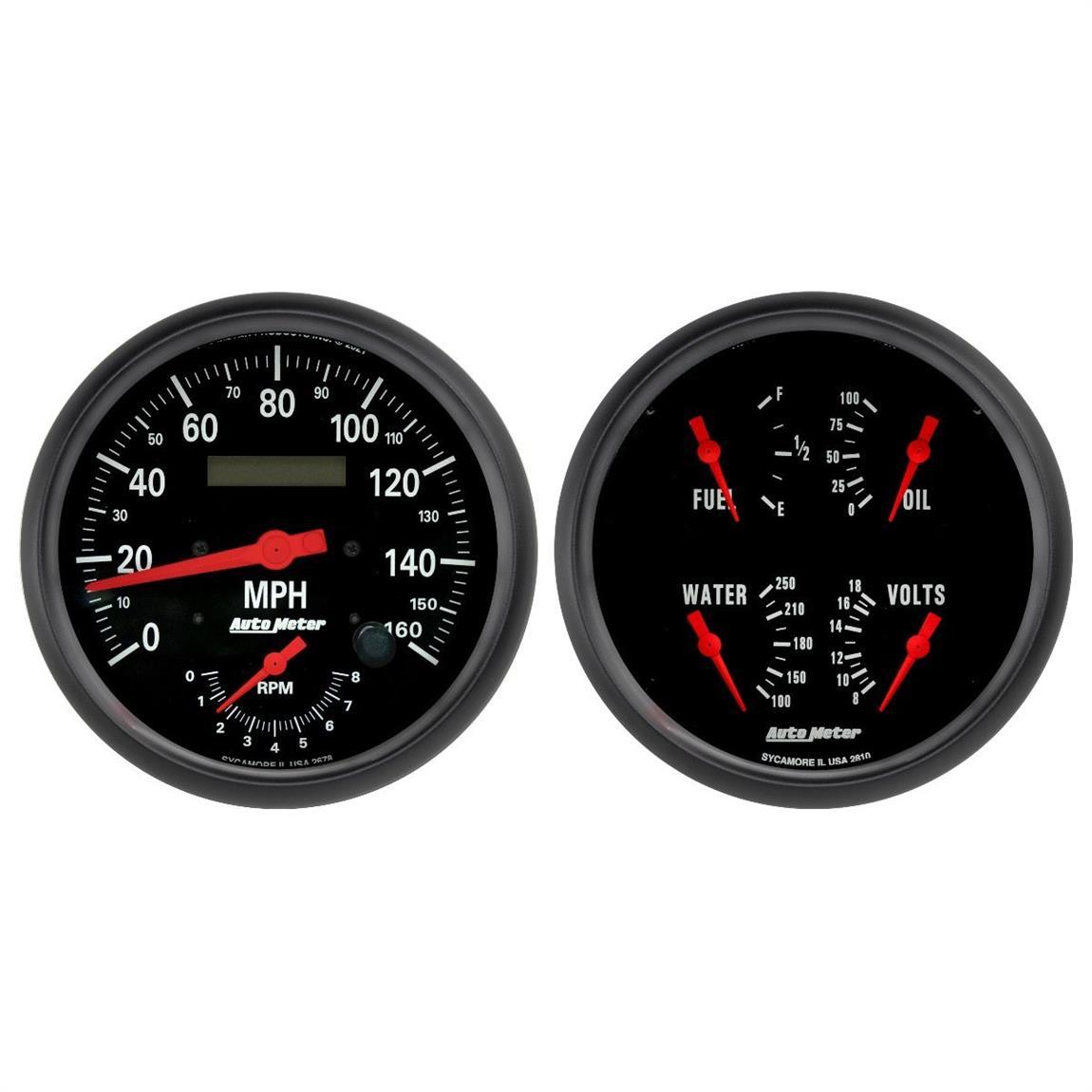 Autometer 2602 5 Inch Tachometer/Speedometer and Quad Gauge Kit