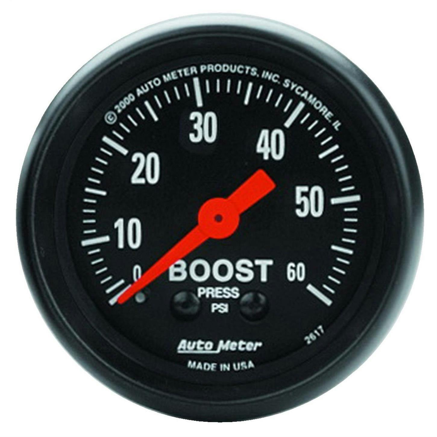 AutoMeter 2617 Z-Series Mechanical Boost Gauge,60 PSI,2-1/16 Inch