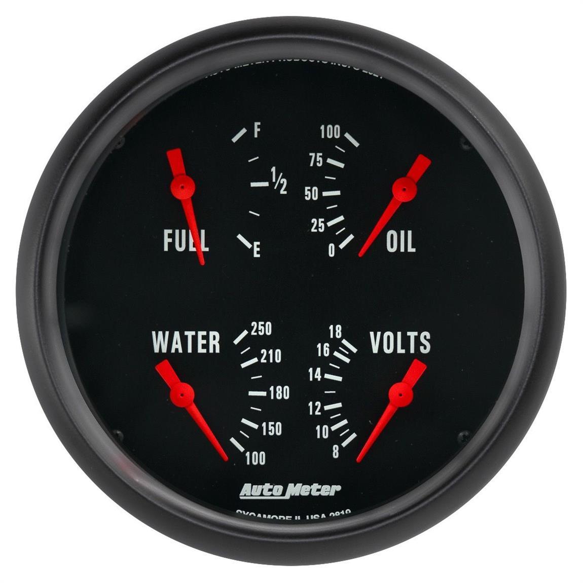 Autometer 2819 5 Inch Quad Gauge, Black