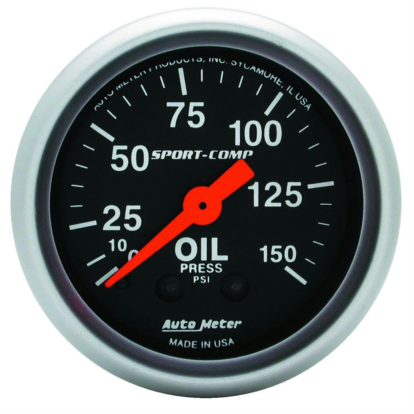 AutoMeter 3323 Sport-Comp Mechanical Oil Press. Gauge, 150 PSI