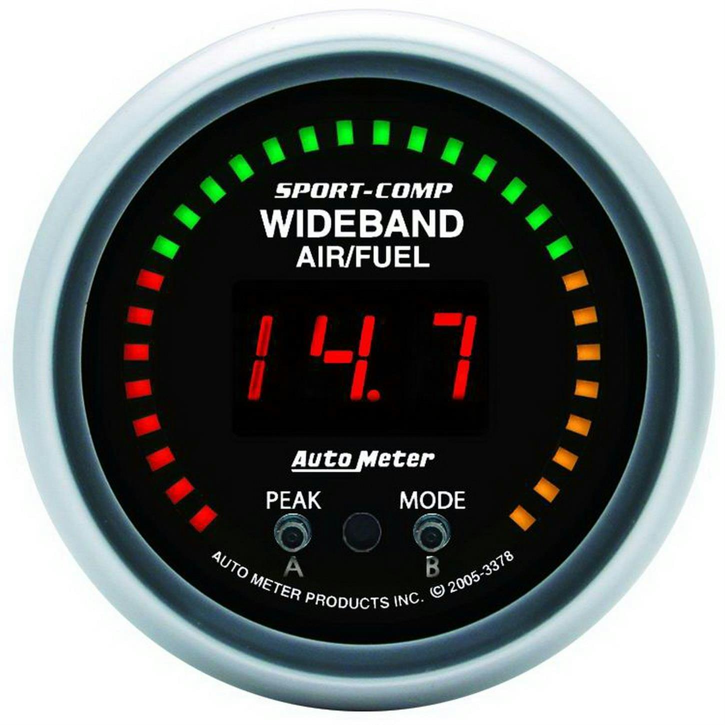 AutoMeter 3378 Air/Fuel Ratio-Pro, 2 1/16 Inch, W/ Peak and Warn