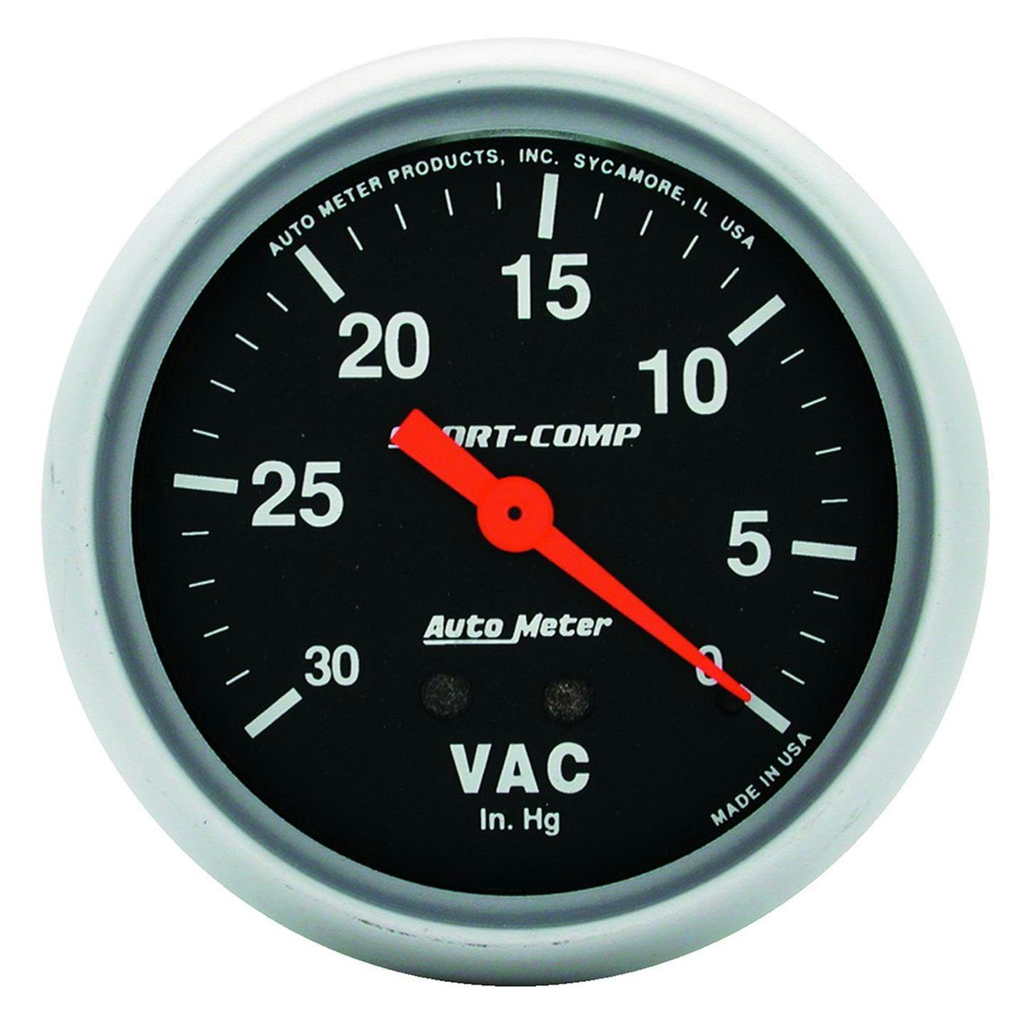 AutoMeter 3484 Sport-Comp Mechanical Vacuum Gauge, 2-5/8 Inch