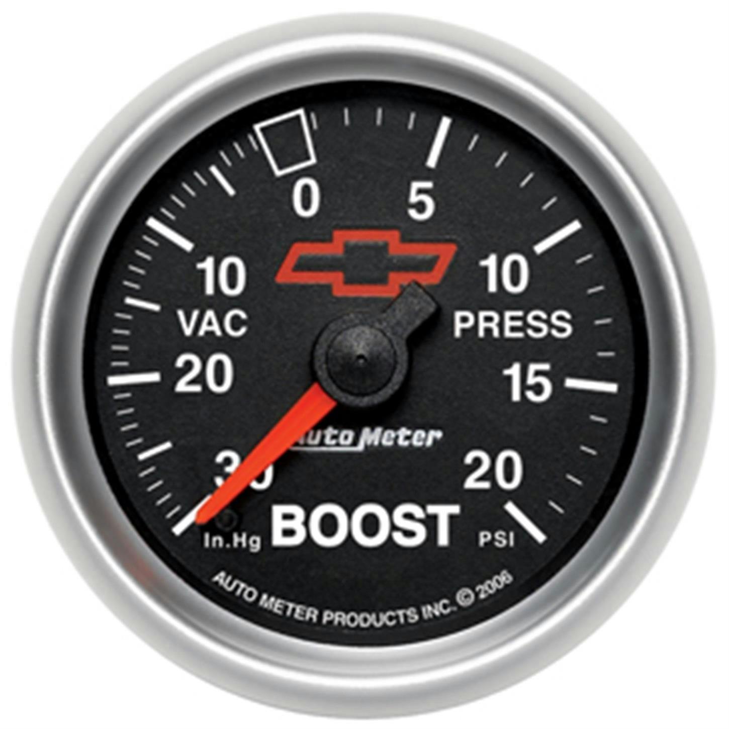 AutoMeter 3607-00406 GM Black Mechanical Boost/Vacuum Gauge