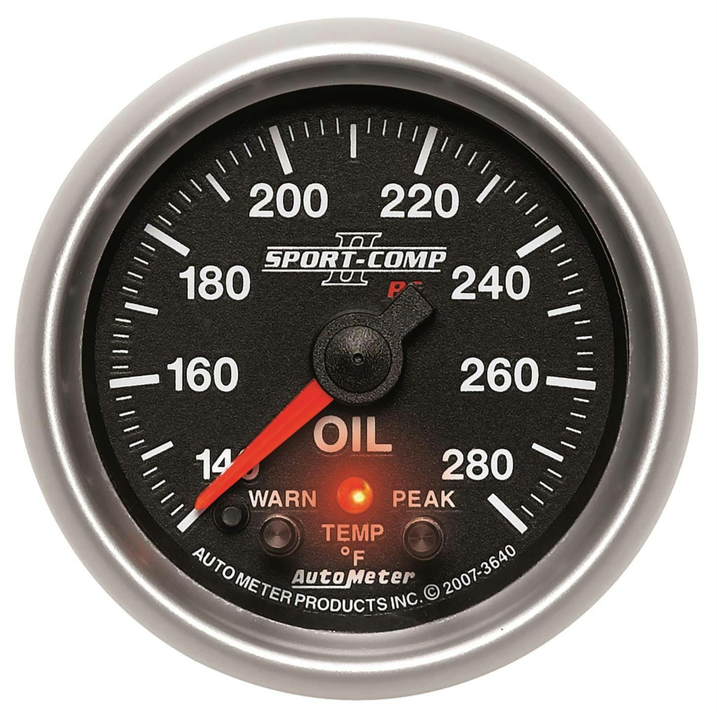 AutoMeter 3640 Oil Temp Gauge, 2 1/16 Inch, 140-280 Deg., SC II
