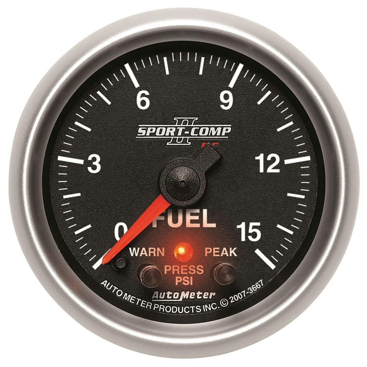 AutoMeter 3667 Fuel Pressure Gauge, 2 1/16 Inch, 15PSI