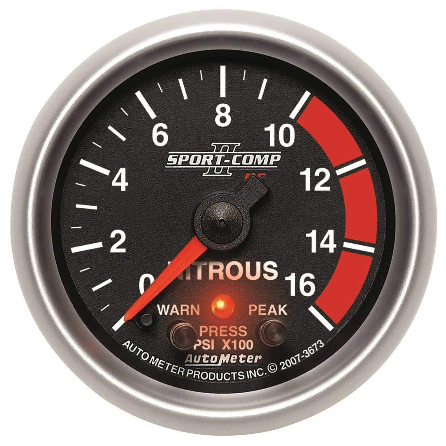 AutoMeter 3673 Nitrous Pressure Gauge, 2 1/16 Inch, 1600PSI