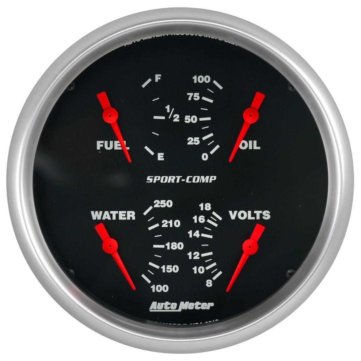 Autometer 3912 5 Inch Quad Gauge, Black