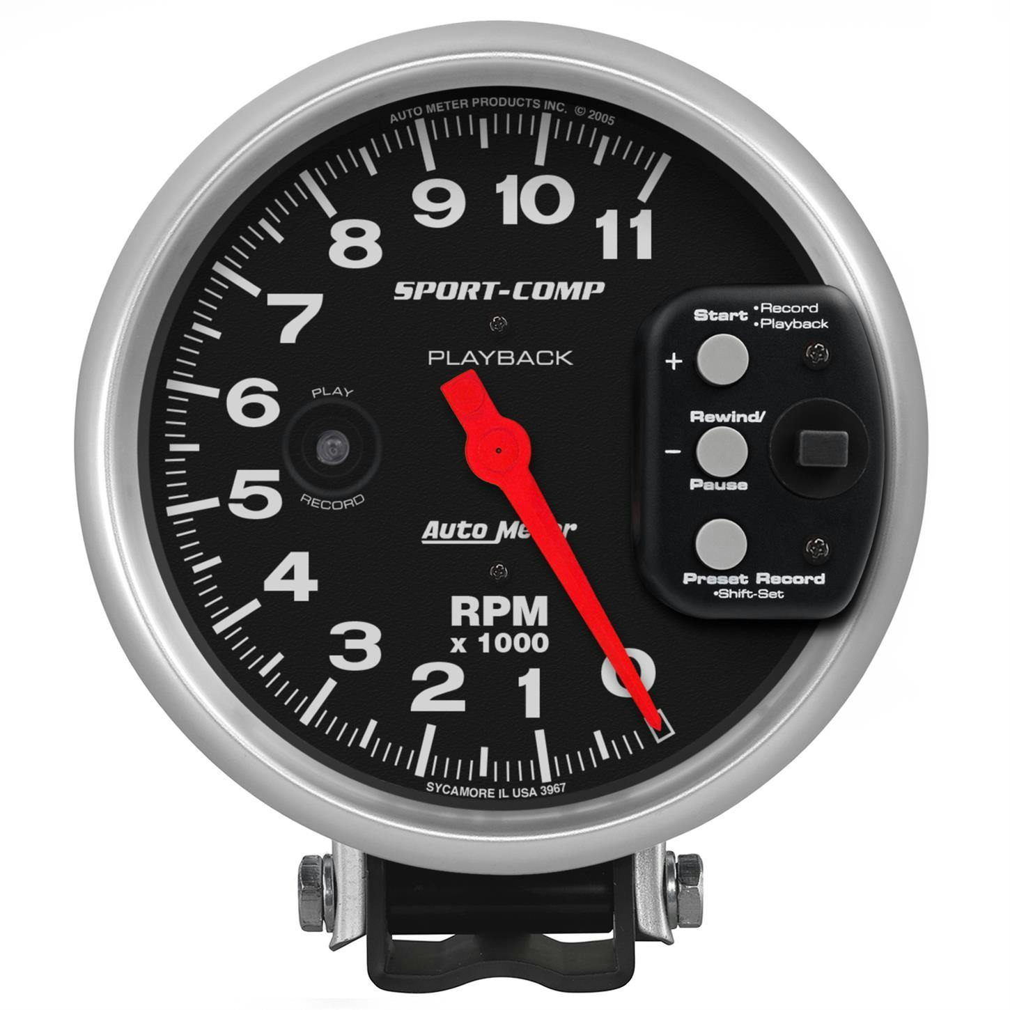 AutoMeter 3967 Tach Gauge, 5 Inch, 11K RPM, W/ RPM Playback