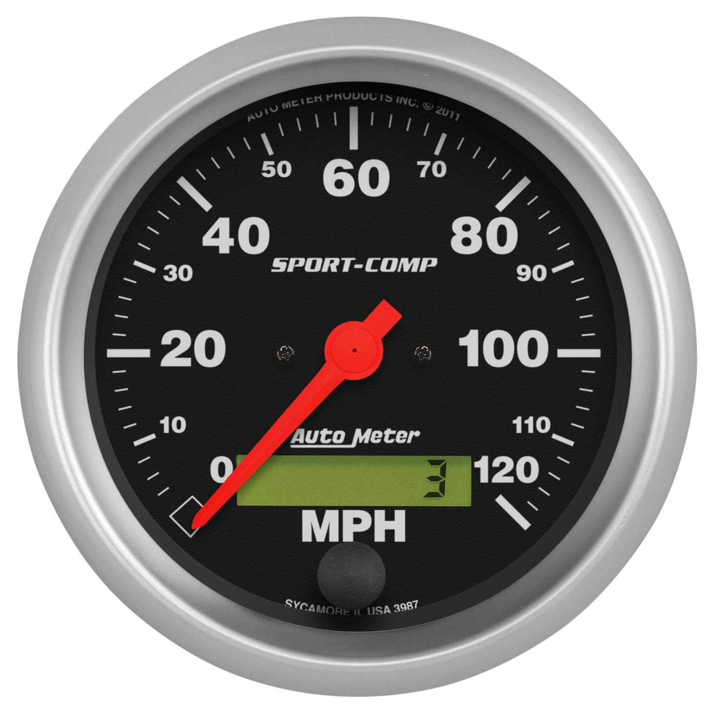 AutoMeter 3987 Sport-Comp Air-Core Speedometer,120 MPH,3-3/8 Inch