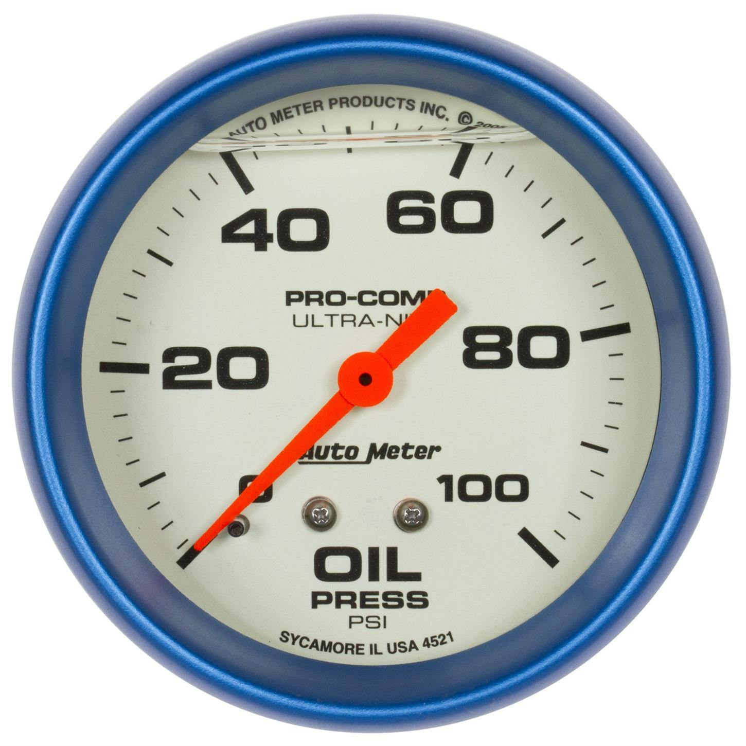 AutoMeter 4221 Ultra-Nite Mechanical Oil Press. Gauge, 2-5/8