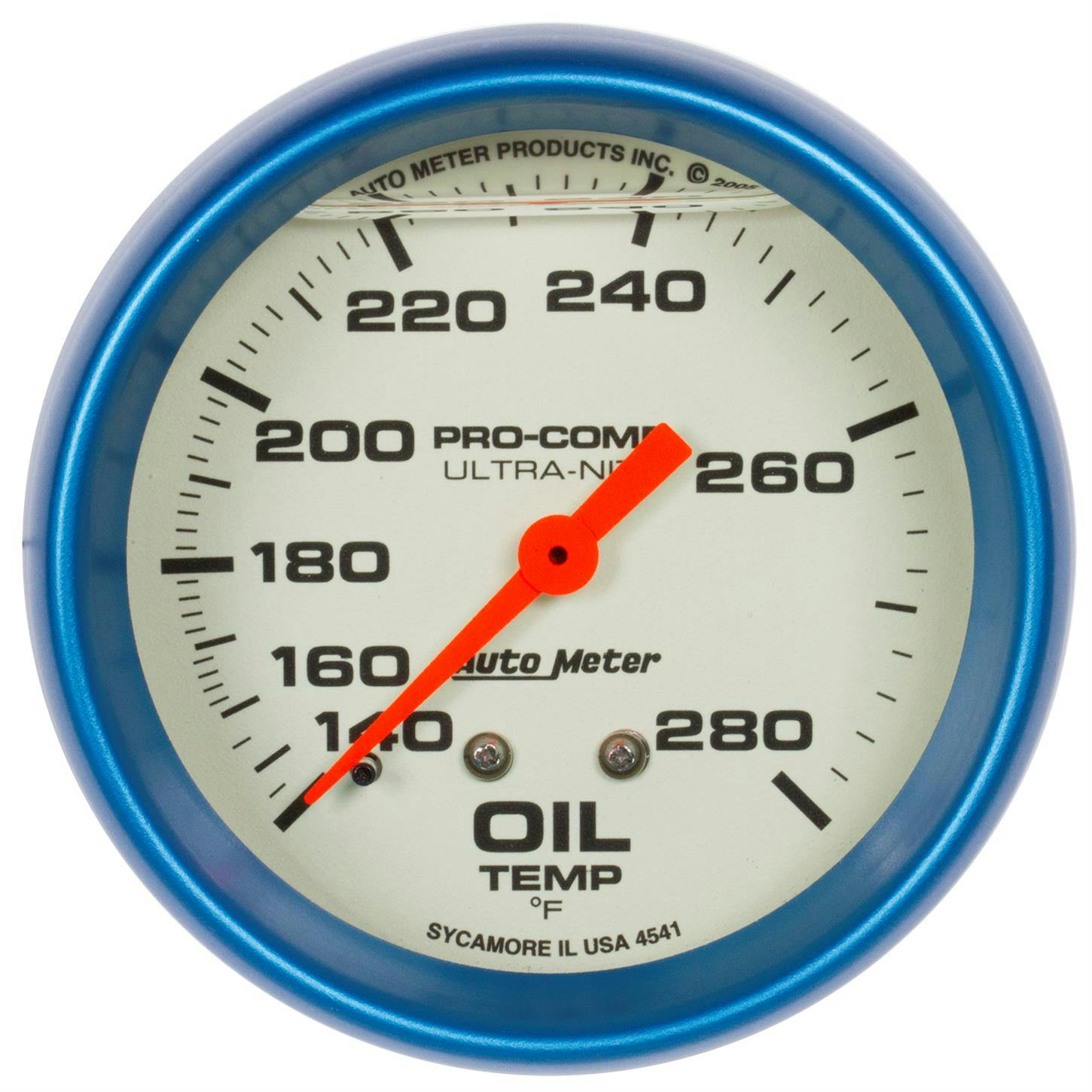 AutoMeter 4241 Oil Temp Gauge, 2 5/8 Inch, 140-280 Deg., Liquid