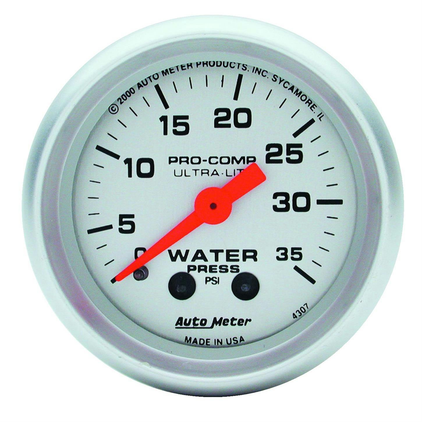 AutoMeter 4307 Ultra-Lite Mech Water Press. Gauge,35 PSI,2-1/16