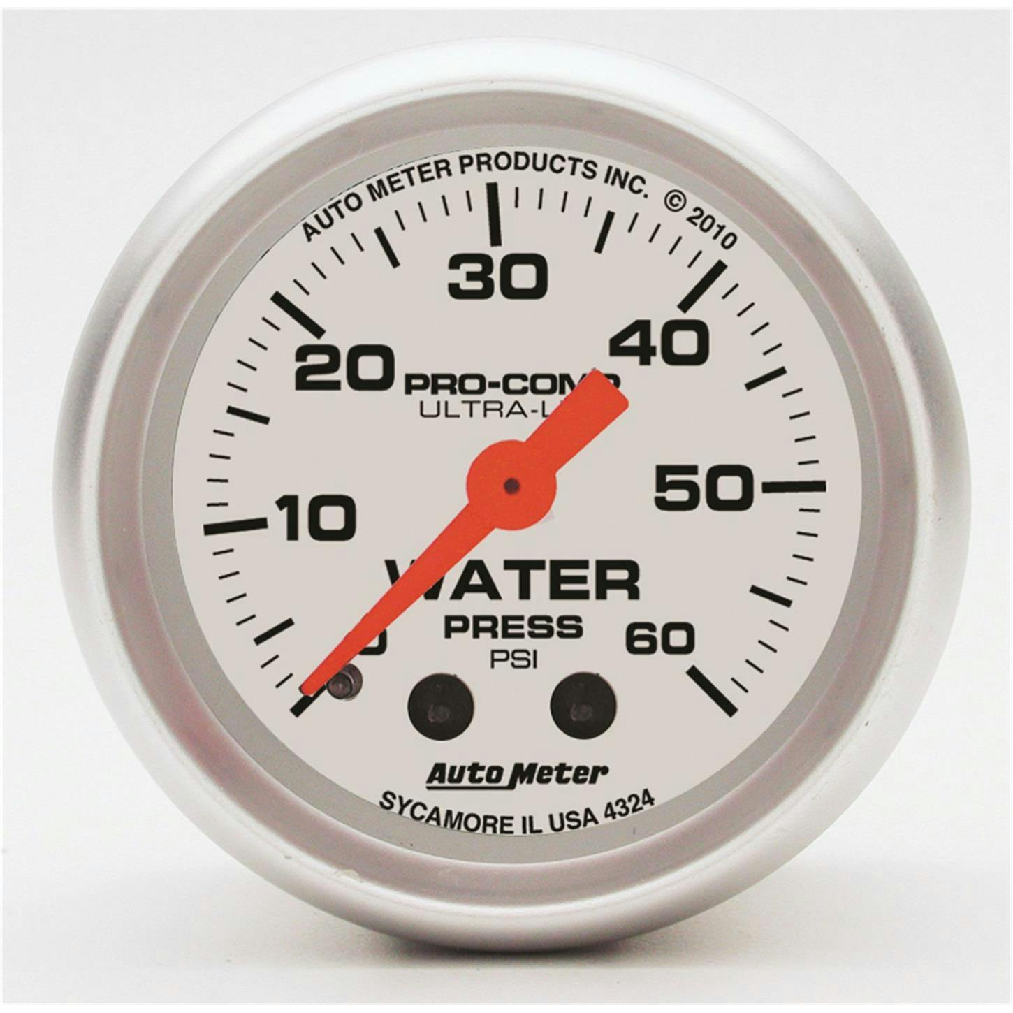 AutoMeter 4324 Ultra-Lite Mech Water Press. Gauge,60 PSI,2-1/16