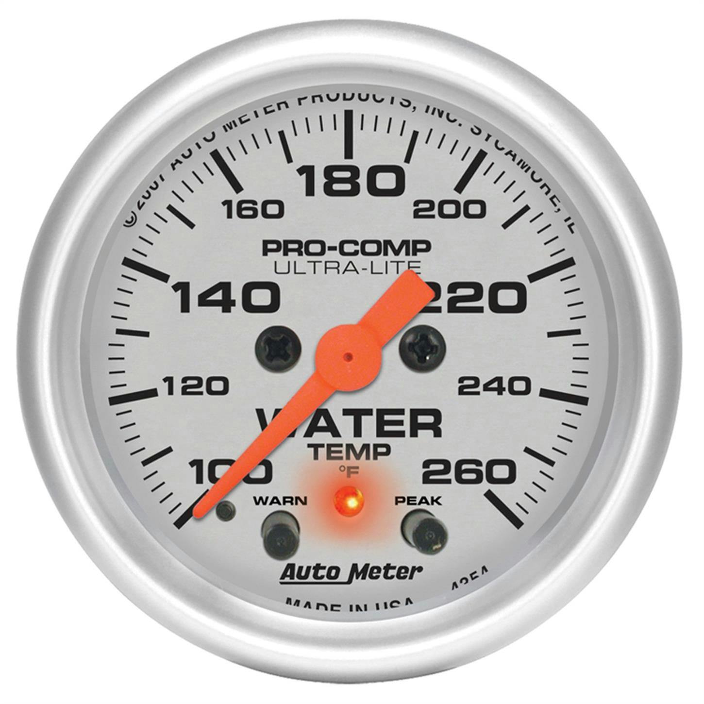 AutoMeter 4354 Water Temp Gauge 2 1/16 Inch, 260 Deg., Ultra-Lite