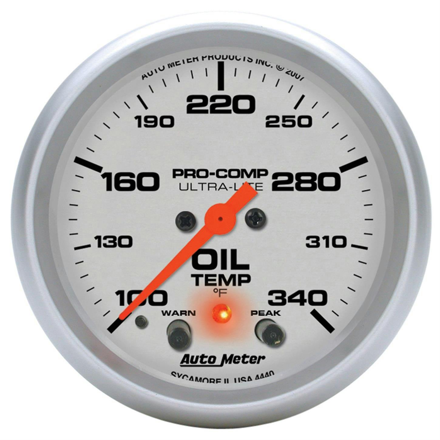 AutoMeter 4440 Oil Temp Gauge, 2 5/8 Inch, 140-340 Deg., UL