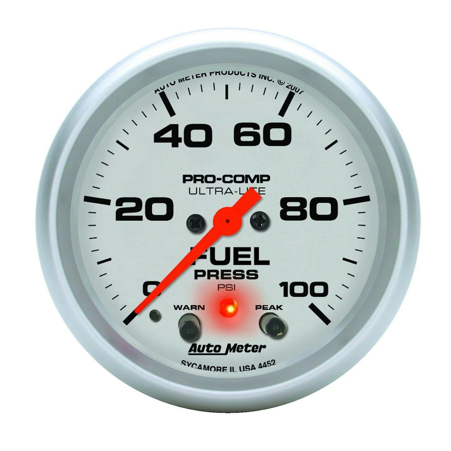 AutoMeter 4472 Fuel Pressure Gauge, 2 5/8 Inch, 100PSI, UL