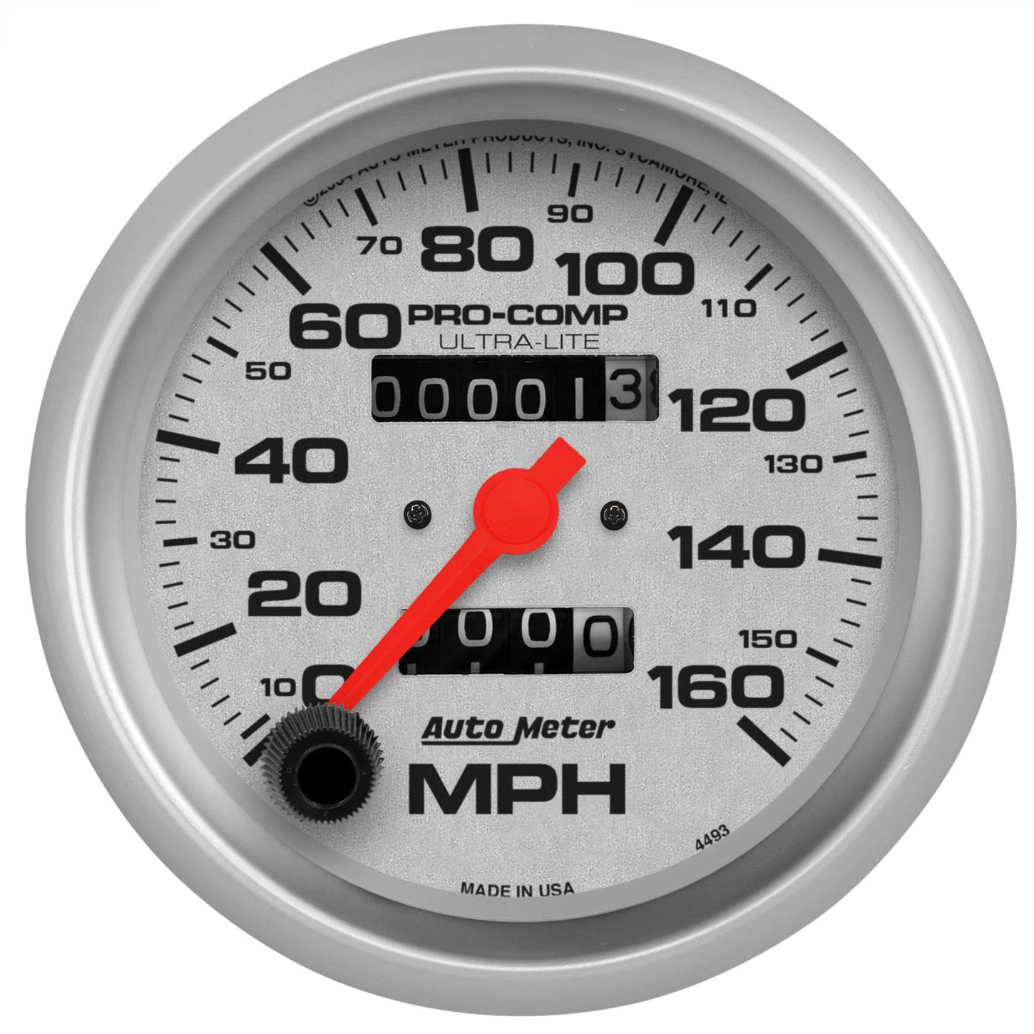 AutoMeter 4493 Ultra-Lite Mechanical Speedometer, 160 MPH 3-3/8
