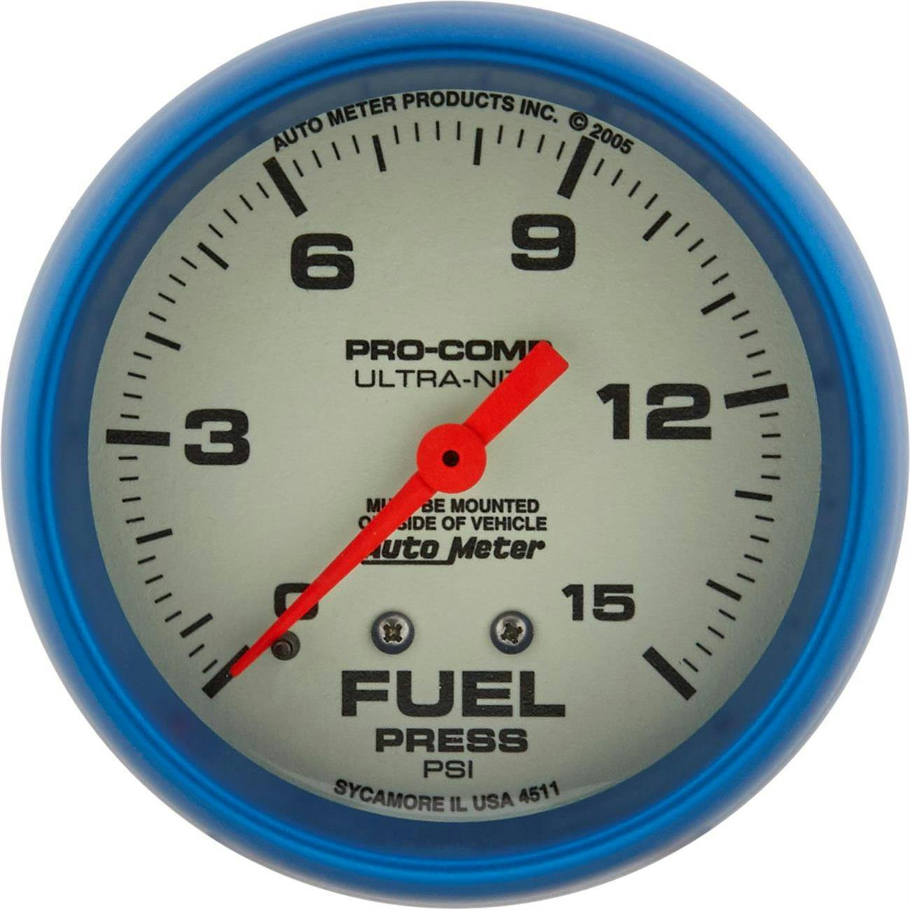 AutoMeter 4511 Ultra-Nite Mechanical Fuel Press. Gauge, 2-5/8