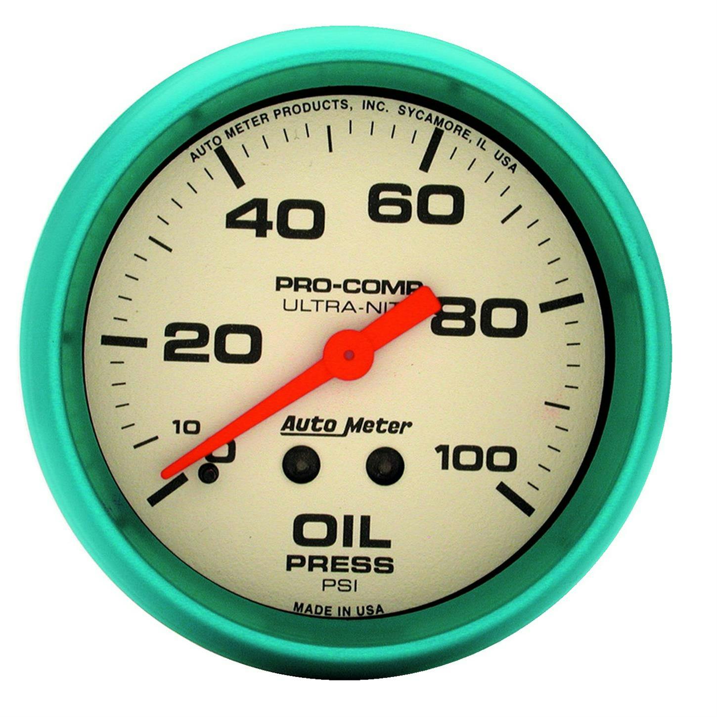 AutoMeter 4521 Ultra-Nite Mechanical Oil Press. Gauge, 2-5/8"
