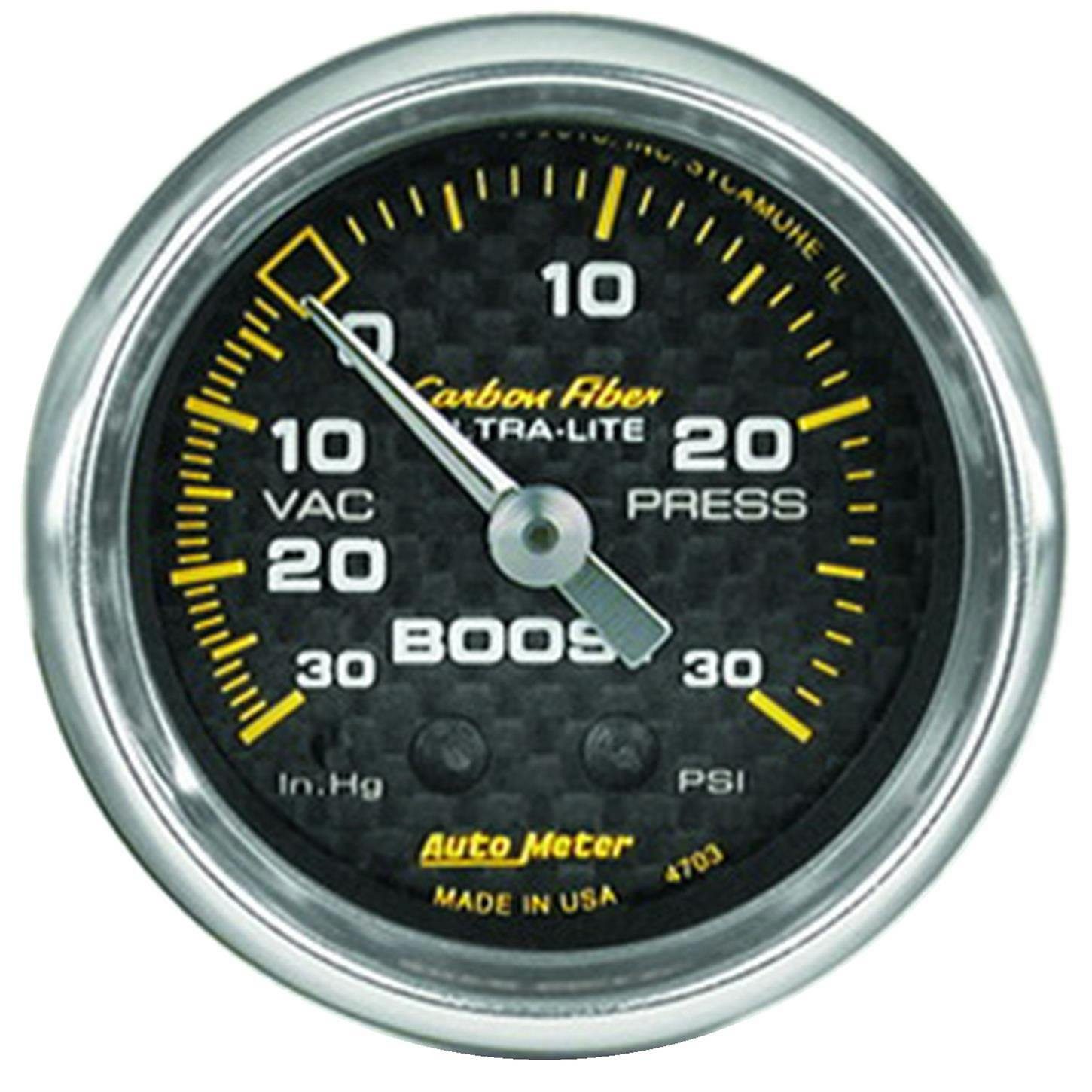 AutoMeter 4703 Carbon Fiber Mech. Boost/Vac. Gauge,2-1/16 In.