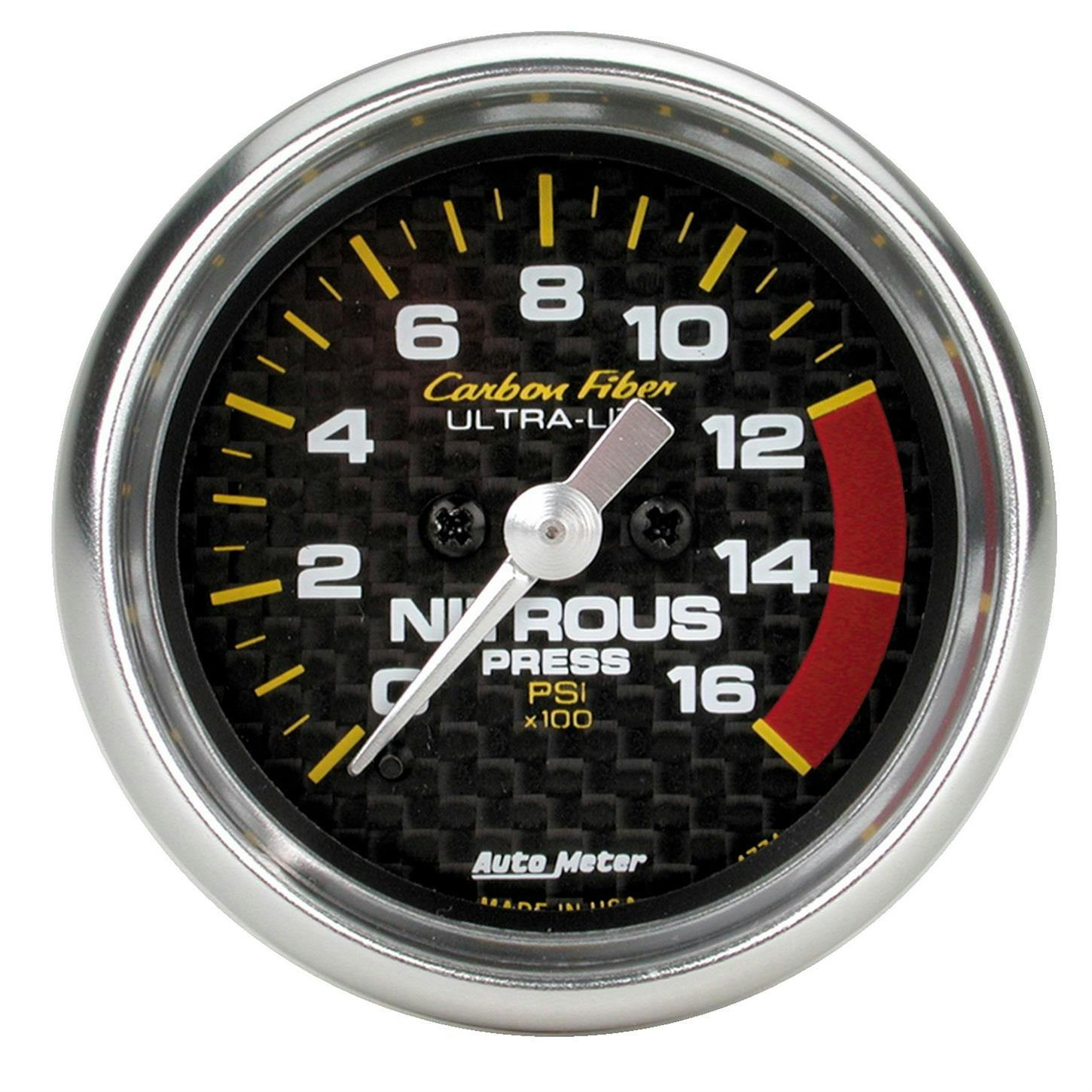AutoMeter 4774 Nitrous Pressure Gauge, 2 1/16 Inch, 1600PSI, CF