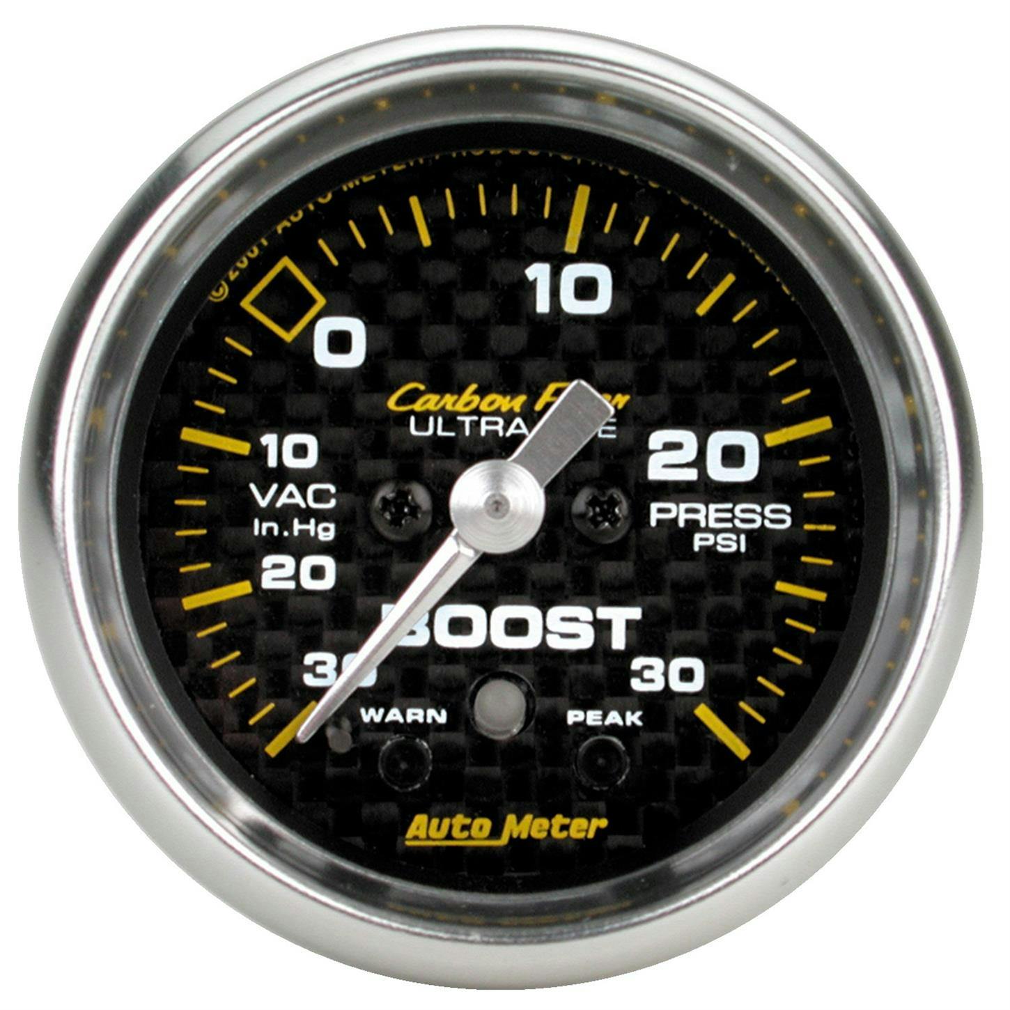 AutoMeter 4777 Vac/Boost, 2 1/16 Inch W/ Pk And Wrn, Carbon Fiber