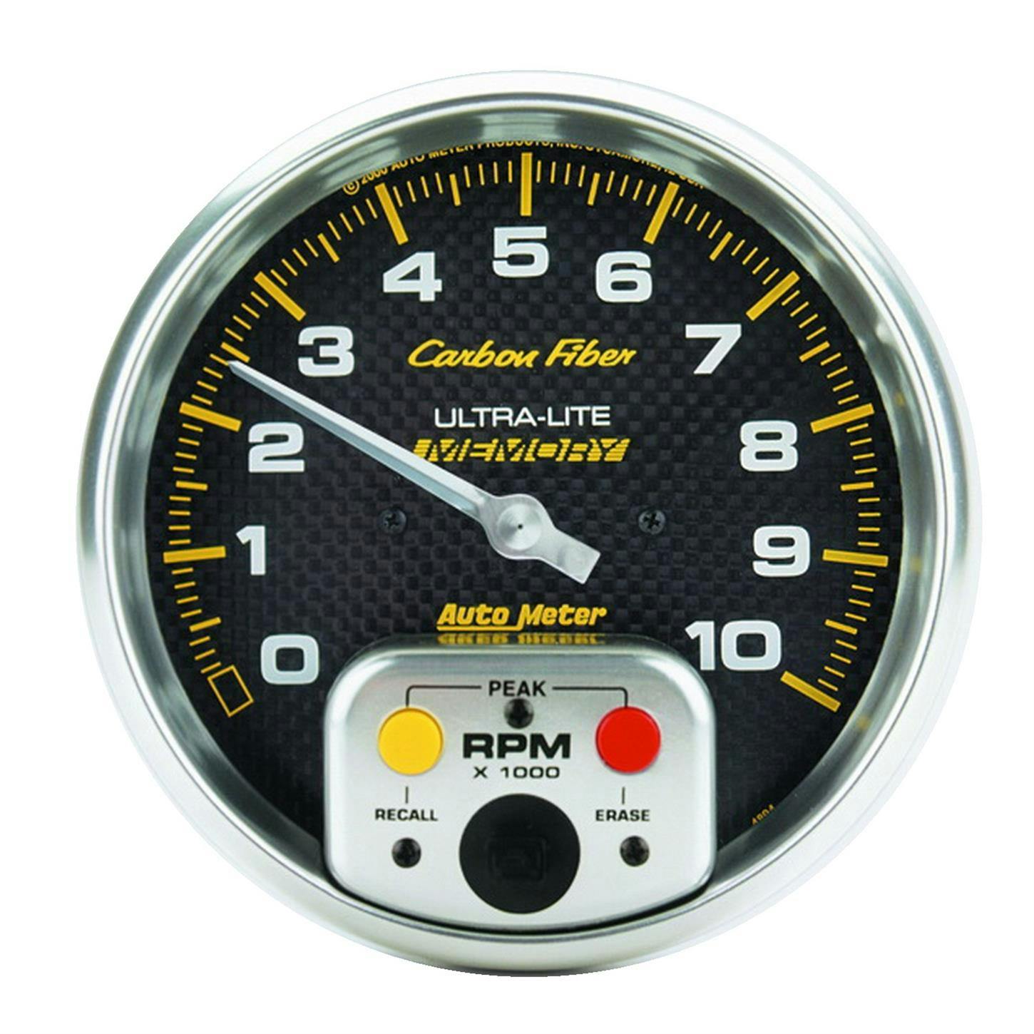 AutoMeter 4894 Tach Gauge, 5 Inch, 10K RPM, In-Dash, Carbon Fiber