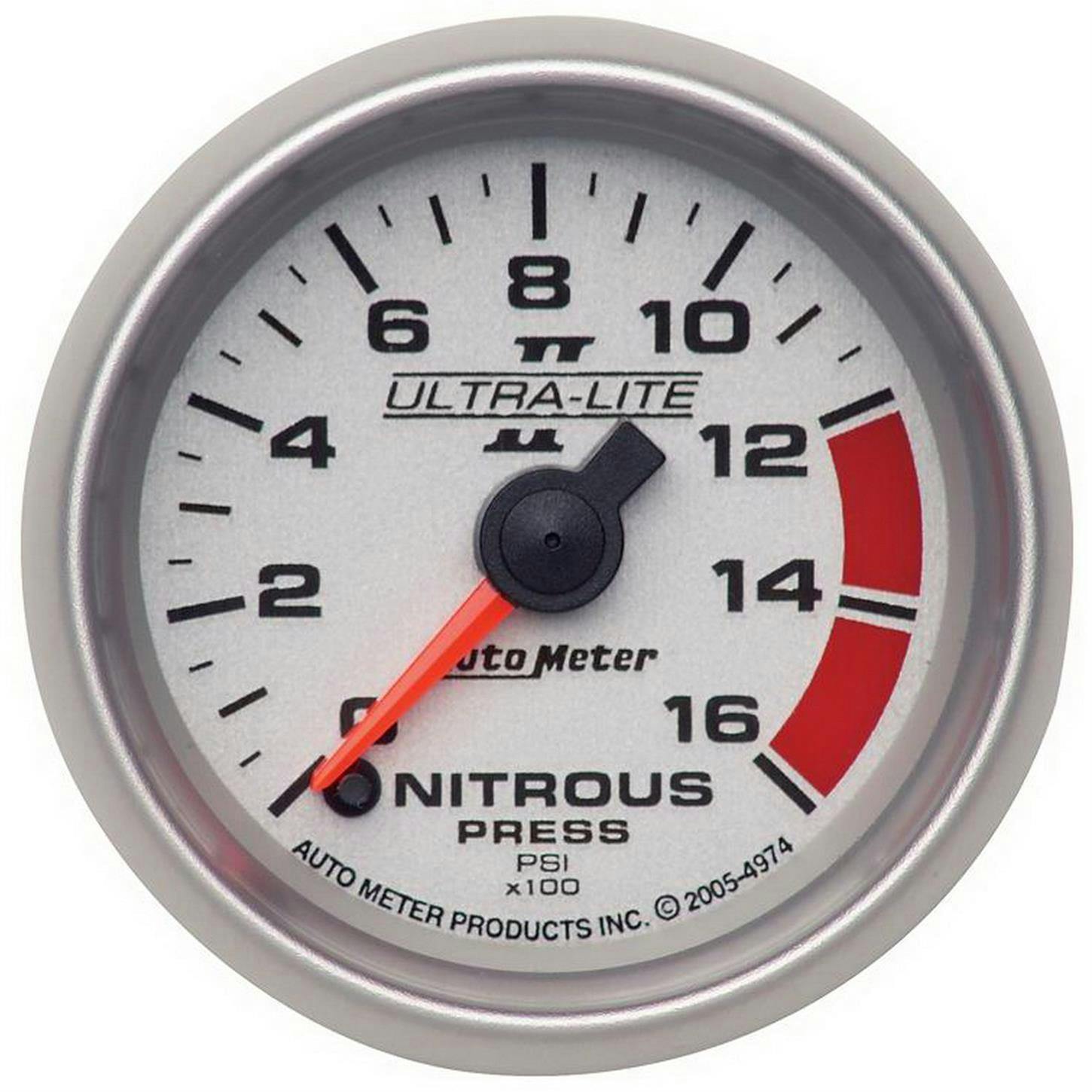 AutoMeter 4974 Nitrous Pressure Gauge, 2 1/16 Inch, 1600PSI, UL