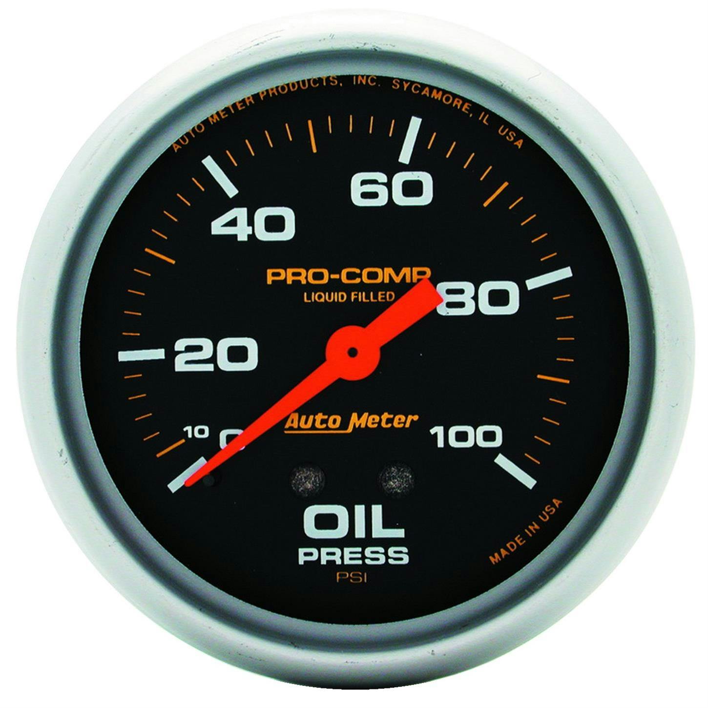 AutoMeter 5421 Pro-Comp Mechanical Oil Press. Gauge,100 PSI,2-5/8