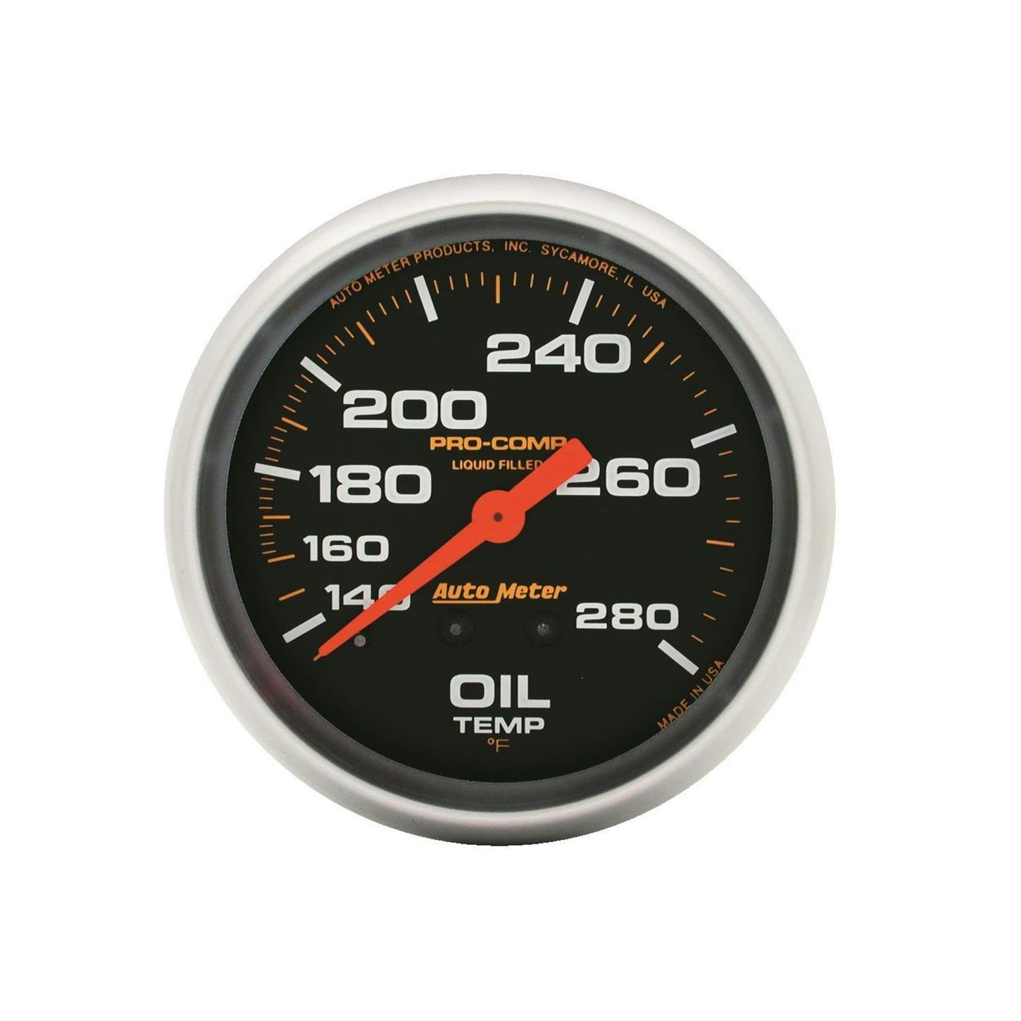 AutoMeter 5443 Oil Temp Gauge, 2 5/8 Inch, 140-280 Deg., Pro-Comp