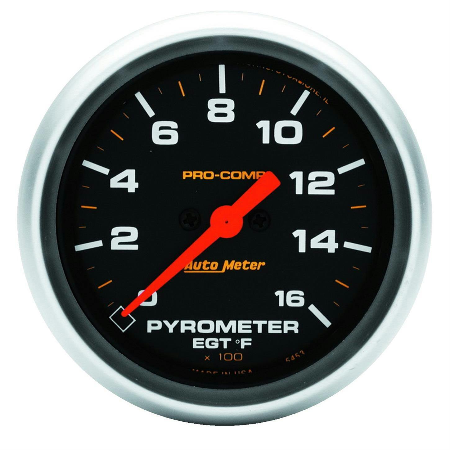 AutoMeter 5444 Pyrometer Gauge, 2 5/8 Inch, 1600 Deg., Pro-Comp